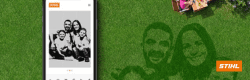 Image of a family picture mowed into grass